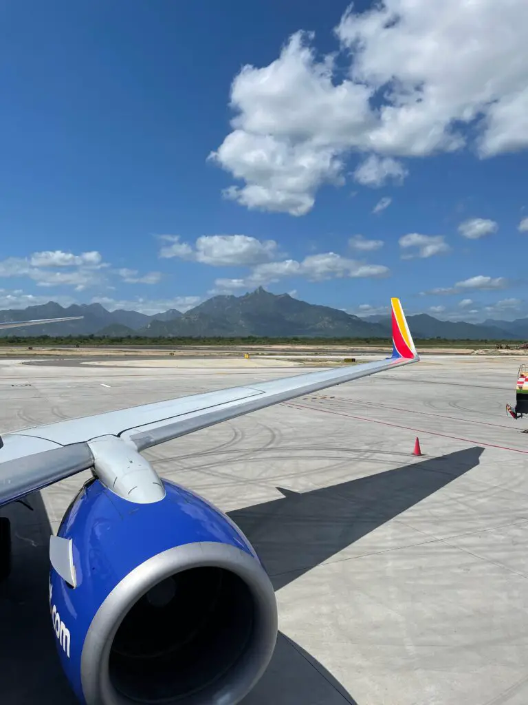 Los Cabos International Airport Arrival on Southwest Airlines with Mountains in the background