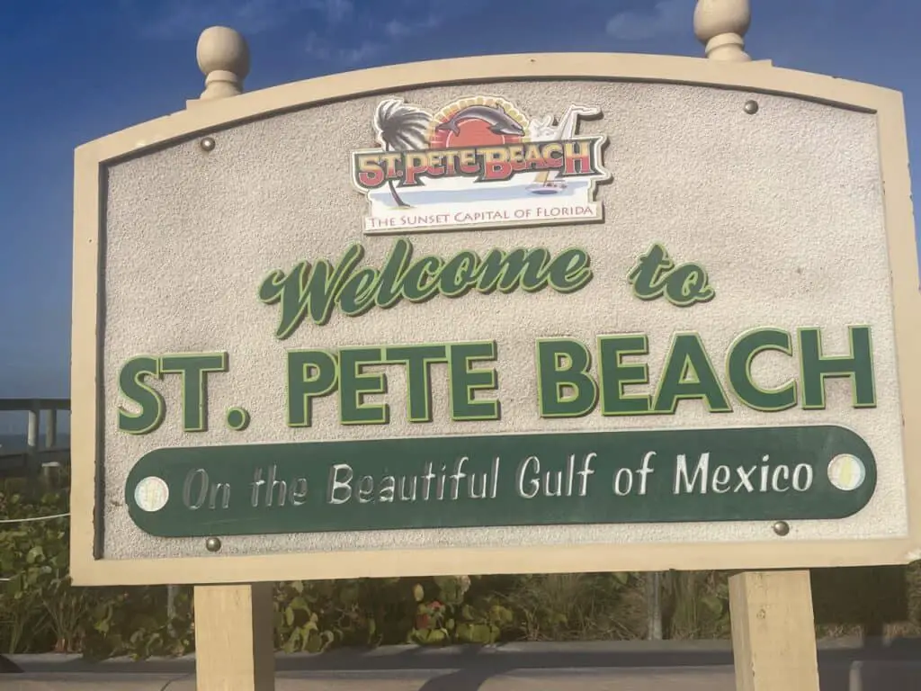 Welcome to St. Pete Beach sign in Pass a Grille